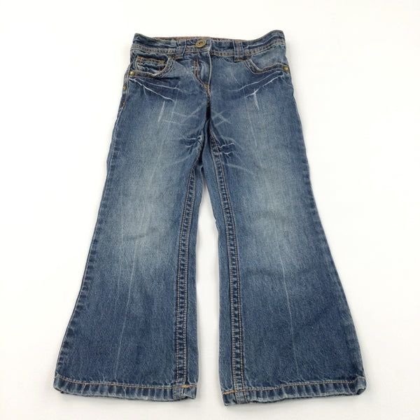 Mid Blue Stonewashed Denim Jeans with Adjustable Waistband - Boys 6 Years