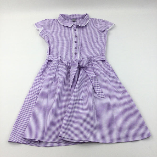 Purple Check Summer Dress - Girls 12 Years