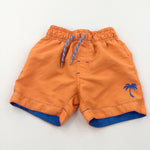 Palm Trees Blue & Orange Swimming Shorts - Boys 18-24 Months