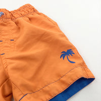 Palm Trees Blue & Orange Swimming Shorts - Boys 18-24 Months