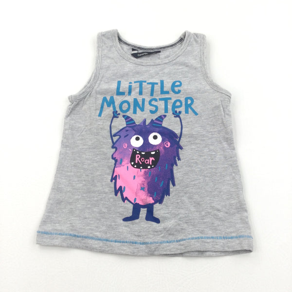 'Little Monster' Purple & Grey Vest Top - Boys 18-24 Months