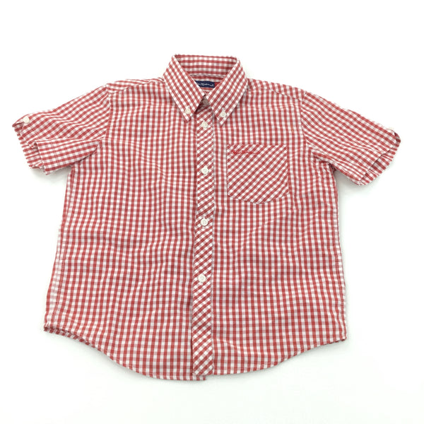 Red & White Checked Cotton Shirt - Boys 5-6 Years