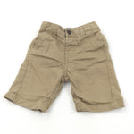 Tan Cotton Twill Shorts with Adjustable Waistband - Boys 18-24 Months