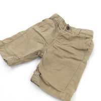 Tan Cotton Twill Shorts with Adjustable Waistband - Boys 18-24 Months