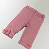 Pink & White Striped Leggings with Bow Hems - Girls 0-3 Months