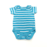 Blue & White Striped Short Sleeve Bodysuit - Boys Newborn