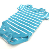 Blue & White Striped Short Sleeve Bodysuit - Boys Newborn