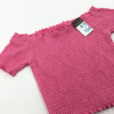 **NEW** Pink Textured Stretch Belly Top T-Shirt - Girls 8-9 Years