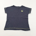 Chimp Embroidered Navy & Yellow Speckled T-Shirt - Boys 18-24 Months
