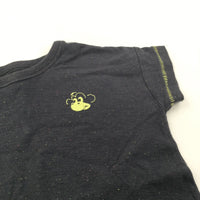 Chimp Embroidered Navy & Yellow Speckled T-Shirt - Boys 18-24 Months