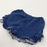 Dark Blue Denim Shorts with Frill Detail - Girls 5-6 Years