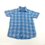 Blue Checked Cotton Shirt - Boys 9-10 Years