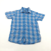 Blue Checked Cotton Shirt - Boys 9-10 Years