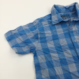 Blue Checked Cotton Shirt - Boys 9-10 Years