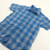 Blue Checked Cotton Shirt - Boys 9-10 Years