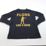 'Floss Like A Boss' Gold & Black Pyjama Top - Boys 9-10 Years