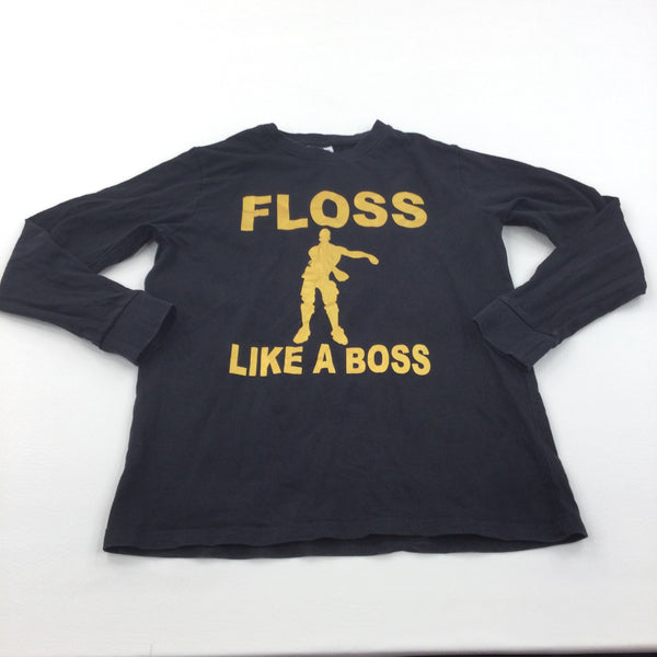 'Floss Like A Boss' Gold & Black Pyjama Top - Boys 9-10 Years