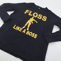 'Floss Like A Boss' Gold & Black Pyjama Top - Boys 9-10 Years