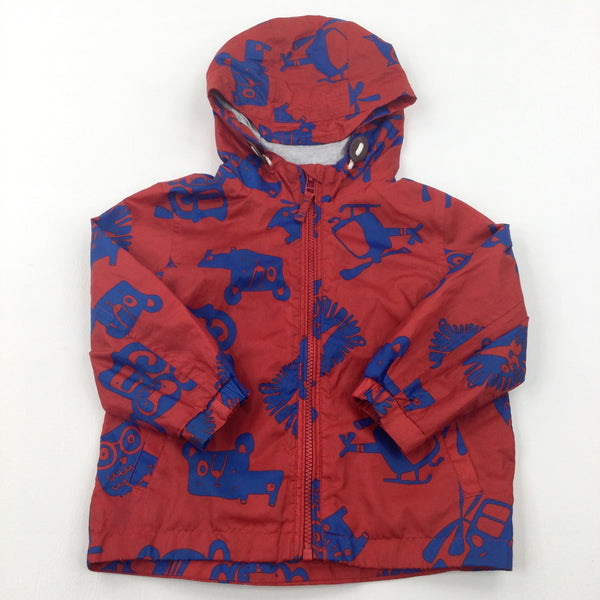Animals & Helicopters Red Lightweight Showerproof Jacket - Boys 2-3 Years