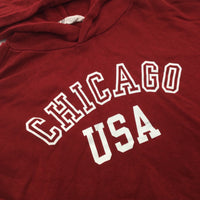 'Chicago USA' Red Belly Top Hoodie Sweatshirt - Girls 8-10 Years
