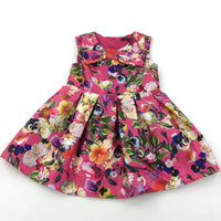 Colourful Flowers Pink Party Dress - Girls 12-18 Months