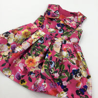 Colourful Flowers Pink Party Dress - Girls 12-18 Months