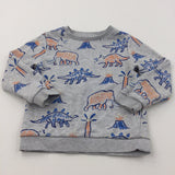Mammoths & Dinosaurs Grey, Blue, Orange & Navy Sweatshirt - Boys 3-4 Years