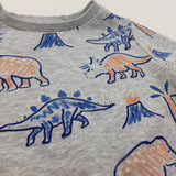 Mammoths & Dinosaurs Grey, Blue, Orange & Navy Sweatshirt - Boys 3-4 Years