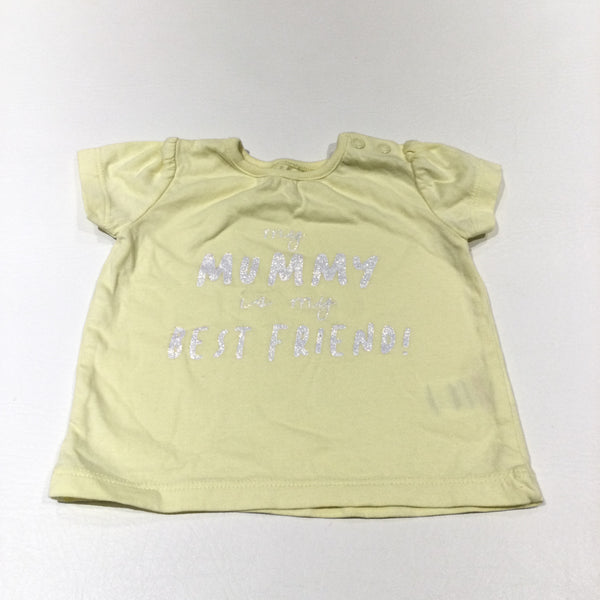 'My Mummy Is My Best Friend' Glittery Yellow T-Shirt - Girls 0-3 Months