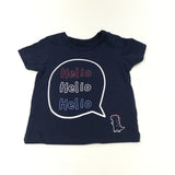 'Hello Hello Hello' Dinosaur Navy T-Shirt - Boys 0-3 Months