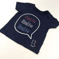 'Hello Hello Hello' Dinosaur Navy T-Shirt - Boys 0-3 Months