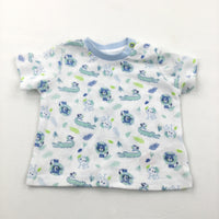 Wild Animals Blue, Green & White T-Shirt - Boys Newborn