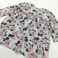 Minnie Mouse Grey & Pink Jersey Dress - Girls 12-18 Months