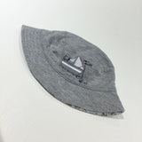 Reversible Sea Creatures & Boats White / Grey Jersey Sun Hat - Boys 0-3 Months