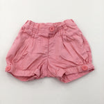 Pink Cotton Twill Shorts with Adjustable Waistband - Girls 18-24 Months