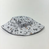 Reversible Sea Creatures & Boats White / Grey Jersey Sun Hat - Boys 0-3 Months