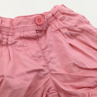 Pink Cotton Twill Shorts with Adjustable Waistband - Girls 18-24 Months