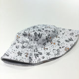 Reversible Sea Creatures & Boats White / Grey Jersey Sun Hat - Boys 0-3 Months