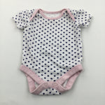 Spotty Navy, White & Pink Short Sleeve Bodysuit - Girls Newborn