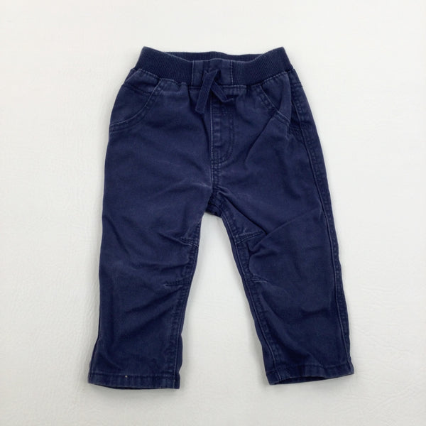 Navy Pull On Trousers - Boys 6-9 Months