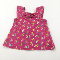 Colourful Hummingbirds Dark Pink Vest Top - Girls 18-24 Months