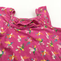 Colourful Hummingbirds Dark Pink Vest Top - Girls 18-24 Months