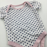 Spotty Navy, White & Pink Short Sleeve Bodysuit - Girls Newborn