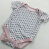 Spotty Navy, White & Pink Short Sleeve Bodysuit - Girls Newborn