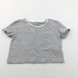 Black & White Striped Belly T-Shirt - Girls 9-10 Years