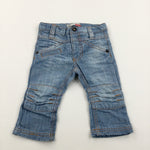 Light Blue Denim Jeans With Adjustable Waist - Boys 6-9 Months