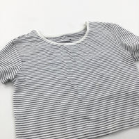 Black & White Striped Belly T-Shirt - Girls 9-10 Years