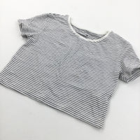 Black & White Striped Belly T-Shirt - Girls 9-10 Years