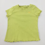 Heart Motif Yellow Ribbed T-Shirt - Girls 2-3 Years