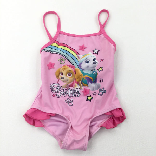 'Be Happy' Paw Patrol Pink Swimming Costume - Girls 18-24 Months